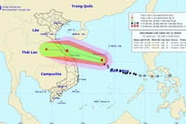 Bản đồ đường đi của bão số 5. (Ảnh: TTXVN phát)