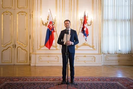 Ông Igor Matovic, lãnh đạo phong trào “Cá nhân Độc lập và Người dân Bình thường” (OĽaNO), phát biểu với báo giới tại Bratislava, Slovakia, ngày 4/3/2020. (Ảnh: AFP/TTXVN)