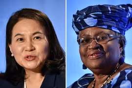 Hai nữ ứng cử viên Ngozi Okonjo-Iweala của Nigeria và Yoo Myung-hee của Hàn Quốc đã lọt vào vòng cuối cùng trong cuộc chạy đua trở thành tân Tổng Giám đốc WTO. (Nguồn: AFP/TTXVN)