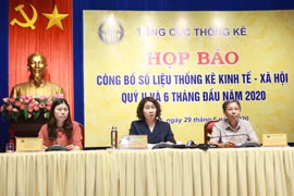 Ban lãnh đạo Tổng cục thống kê trả lời các câu hỏi của phóng viên. (Ảnh: Danh Lam/TTXVN)