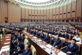 Toàn cảnh phiên họp Hội đồng Nhân dân Tối cao Triều Tiên khóa XIV tại Bình Nhưỡng ngày 12/4/2019. (Ảnh: AFP/TTXVN)
