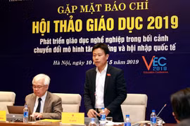 Thứ trưởng Bộ Lao động-Thương binh và Xã hội Lê Quân phát biểu tại họp báo. (Ảnh: PV/Vietnam+)