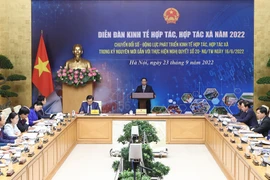 Thủ tướng Phạm Minh Chính phát biểu khai mạc Diễn đàn Kinh tế hợp tác, hợp tác xã năm 2022. (Ảnh: Dương Giang/TTXVN)
