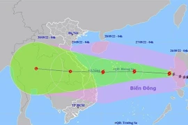 Hướng di chuyển của bão số 4. (Ảnh: TTXVN phát)