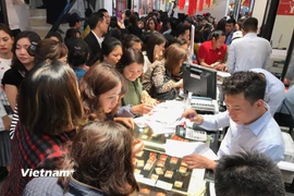 Một điểm giao dịch vàng tại Hà Nội. (Ảnh: Đức Duy/Vietnam+)