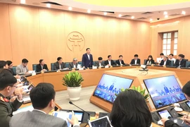 Ông Chu Ngọc Anh, Chủ tịch Ủy ban nhân dân Thành phố Hà Nội phát biểu tại cuộc họp Ban chỉ đạo COVID-19. (Ảnh: Xuân Quảng/Vietnam+)