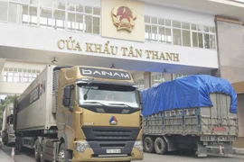 Xuất nhập khẩu hàng hóa tại cửa khẩu Tân Thanh, Lạng Sơn. (Ảnh: Vietnam+)