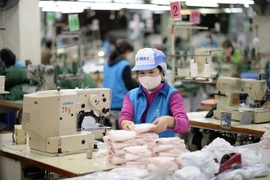 Vải kháng khuẩn của Đông Xuân duy trì được tỷ lệ kháng khuẩn này sau 30 lần giặt. (Ảnh: PV/Vietnam+)