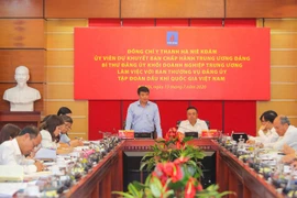 Bí thư Đảng ủy Khối doanh nghiệp Trung ương làm việc với Ban Thường vụ Đảng ủy Tập đoàn Dầu khí Việt Nam. (Ảnh: PV/Vietnam+)
