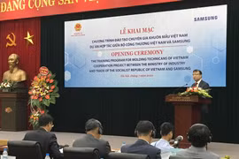 Thứ trưởng Đỗ Thắng Hải phát biểu tại Chương trình đào tạo chuyên gia khuôn mẫu Việt Nam ngày 14/7, tại Hà Nội. (Ảnh: Đức Duy/Vietnam+)