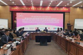 Hội nghị tổng kết 5 năm thực hiện Đề án Thúc đẩy doanh nghiệp Việt Nam tham gia trực tiếp các mạng phân phối nước ngoài giai đoạn đến năm 2020. (Ảnh: Đức Duy/Vietnam+)