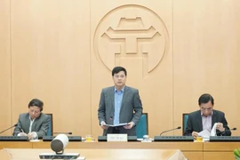 Phó Chủ tịch Ủy ban nhân dân thành phố Hà Nội Ngô Văn Quý phát biểu tại cuộc họp Ban chỉ đạo phòng chống dịch bệnh COVID-19. (Ảnh: Xuân Quảng/Vietnam+)