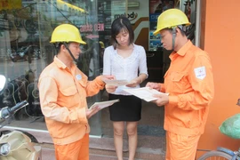 Nhân viên EVN hướng dẫn khách hàng sử dụng điện tiết kiệm, hiệu quả. (Nguồn: Đức Duy/Vietnam+)