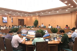 Quang cảnh phiên họp trực tuyến của Ban Chỉ đạo phòng chống dịch bệnh thành phố Hà Nội chiều 8/9. (Ảnh: Xuân Quảng/Vietnam+)