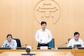Phó Chủ tịch Ủy ban nhân dân thành phố Hà Nội Ngô Văn Quý phát biểu tại cuộc họp Ban chỉ đạo phòng chống dịch bệnh COVID-19. (Ảnh: Xuân Quảng/Vietnam+)