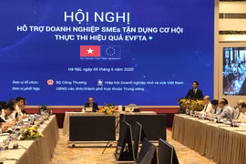 Bộ trưởng Trần Tuấn Anh chủ trì Hội nghị Hỗ trợ doanh nghiệp vừa và nhỏ tận dụng cơ hội thực thi hiệu quả EVFTA. (Ảnh: Vietnam+)