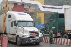 Thông quan hàng hóa tại cửa khẩu. (Ảnh: Đức Duy/Vietnam+)