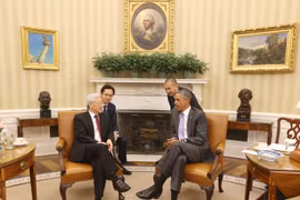Tổng Bí thư Nguyễn Phú Trọng hội đàm với Tổng thống Hoa Kỳ Barack Obama. (Ảnh : Trí Dũng/TTXVN) 