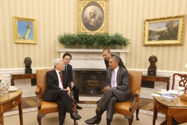 Tổng Bí thư Nguyễn Phú Trọng hội đàm với Tổng thống Hoa Kỳ Barack Obama. (Ảnh : Trí Dũng/TTXVN) 
