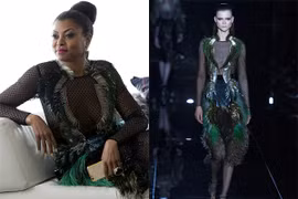 Trong tập đầu tiên của mùa phim thứ hai, Cookie Lyon (trái) xuất hiện sang trọng và quyền lực trong thiết kế đính lông từ bộ sưu tập Gucci Thu Đông 2013, được thực hiện bởi cựu Giám đốc Sáng tạo Frida Gianini.