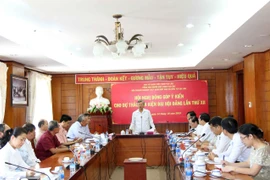 Hội nghị đóng góp ý kiến cho Dự thảo Văn kiện Đại hội XII của Đảng tại Lào. (Ảnh: Phạm Kiên/Vietnam+)