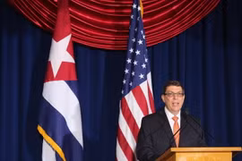 Ngoại trưởng Cuba Bruno Rodriguez tại buổi lễ mở lại đại sứ quán Cuba tại Mỹ. (Nguồn: AFP/TTXVN)