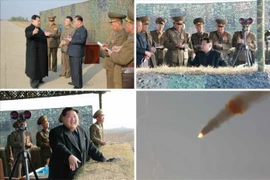 Nhà lãnh đạo Triều Tiên Kim Jong-un thị sát một cuộc diễn tập của các đơn vị phòng không Triều Tiên tại khu vực tiền tuyến phía Tây. (Nguồn: Yonhap/TTXVN)