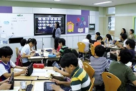 Mô hình phòng học điện tử tại Trường tiểu học Cham-saeng, thành phố Sejong, Hàn Quốc. (Ảnh: Phạm Duy/Vietnam+)