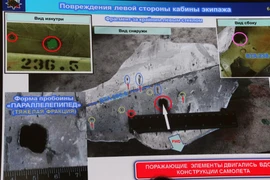 Hình ảnh phân tích mảnh vỡ máy bay MH17 của Tập đoàn Almaz-Altey mới công bố. (Ảnh: Quang Vinh/Vietnam+)