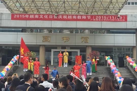 Nhiều tiết mục văn nghệ và màn giới thiệu các món ăn truyền thống đã đem không khí 'Tết Việt' vui nhộn, đa sắc. (Ảnh: Tường Thu/Vietnam+)