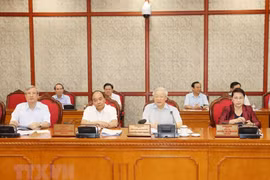 Tổng Bí thư, Chủ tịch nước Nguyễn Phú Trọng phát biểu chỉ đạo cuộc họp. (Ảnh: Trí Dũng/TTXVN)