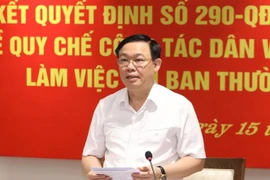 Bí thư Thành ủy Hà Nội Vương Đình Huệ phát biểu. (Ảnh: Văn Điệp/TTXVN)