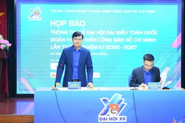 Bí thư Thứ nhất Trung ương Đoàn Bùi Quang Huy thông tin tại buổi họp báo. (Ảnh: Minh Đức/TTXVN)