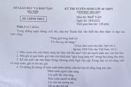 Đề thi môn Ngữ văn.