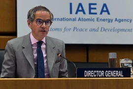 Tổng Giám đốc IAEA Rafael Grossi phát biểu trong một cuộc họp ở Vienna, Áo. (Ảnh: THX/TTXVN)