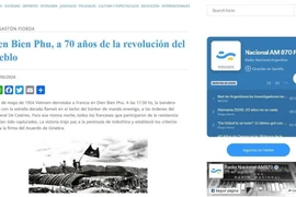 Báo điện tử Đài Phát thanh quốc gia Argentina đăng bài viết nhân kỷ niệm 70 năm Chiến thắng Điện Biên Phủ. (Ảnh: TTXVN phát)