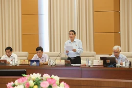 Chủ nhiệm Uỷ ban Tài chính, Ngân sách của Quốc hội Nguyễn Đức Hải trình bày báo cáo thẩm tra dự án Luật sửa đổi, bổ sung một số điều của Luật Kiểm toán nhà nước. (Ảnh: Dương Giang/TTXVN)