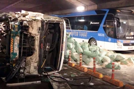 Hiện trường vụ tai nạn. (Nguồn: TTXVN)