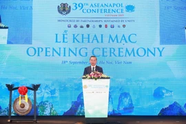 Đại tướng Tô Lâm, Ủy viên Bộ Chính trị, Bộ trưởng Bộ Công an phát biểu khai mạc Hội nghị. (Ảnh: Doãn Tấn/TTXVN)