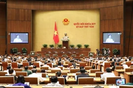 Toàn cảnh phiên thảo luận về tình hình kinh tế-xã hội, ngân sách nhà nước. (Ảnh: Văn Điệp/TTXVN)