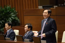 Bộ trưởng Bộ Nội vụ Lê Vĩnh Tân trả lời chất vấn các câu hỏi của đại biểu Quốc hội. (Ảnh: Dương Giang/TTXVN)