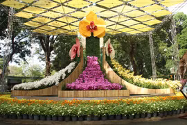 Một tiểu cảnh độc đáo từ hoa lan tại Festival hoa lan 2019. (Ảnh: Đinh Hằng/TTXVN) 