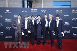 Nhóm nhạc BTS tại Lễ trao Giải thưởng âm nhạc Billboard 2019 ở Las Vegas, Mỹ. (Nguồn: Yonhap/TTXVN)