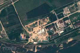 Hình ảnh vệ tinh chụp cơ sở hạt nhân Yongbyon, cách thủ đô Bình Nhưỡng của Triều Tiên 100km về phía bắc, ngày 22/8/2012. (Ảnh: AFP/ TTXVN)