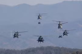 Trực thăng của Mỹ trong một cuộc tập trận với Hàn Quốc. (Nguồn: washingtonpost)