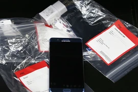 Điện thoại Galaxy Note 7 của Hãng Samsung bị thu hồi tại Orem, Utah, Mỹ ngày 15/9. (Nguồn: AFP/TTXVN) 
