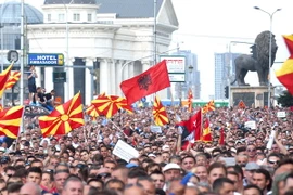 Biểu tình quy mô lớn ở Macedonia. (Nguồn: AFP/TTXVN)