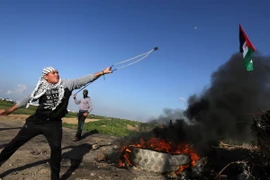 Người biểu tình bạo động Palestine gần Shejaiya, thành phố Gaza.