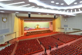 Toàn cảnh một hội nghị của Triều Tiên tại Cung Văn hóa ở Bình Nhưỡng. (Nguồn: EPA/TTXVN) 