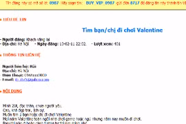 Một tin đăng tìm kiếm bạn gái đi chơi trong ngày Valentine. (Ảnh: Hồng Kiều/Vietnam+).